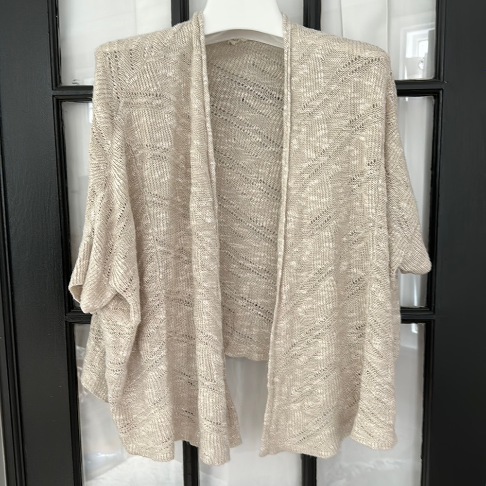 Eileen Fisher open front delicate crochet sweater 🌸